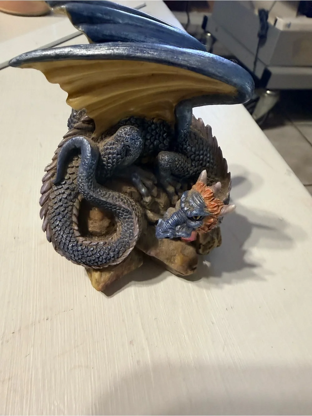 Decorative Dragon Figurine - Blue and Yellow